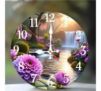 Umfarvt Wall Clock 12Inch, Arabic Numeral Round wall Hanging clock with Ultra-Quiet Movement Quartz, Battery Operated Silent wall clocks for Bedroom Office Living Room Classroom(Natural Flowers)