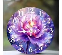 Umfarvt Wall Clock 14Inch, Arabic Numeral Round wall Hanging clock with Ultra-Quiet Movement Quartz, Battery Operated Silent wall clocks for Bedroom Office Living Room Classroom(Shining Flowers)