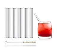 UMI Cannucce di vetro riutilizzabili 12 x corte dritte 15 cm e spazzolino per la pulizia senza plastica Prodotto in Germania Lavabile in lavastoviglie Bicchiere cannuccia