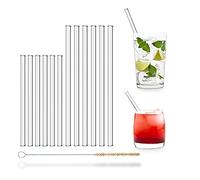 UMI Cannucce di vetro riutilizzabili 6x 15cm e 6x 20cm e spazzolino per la pulizia senza plastica Prodotto in Germania Lavabile in lavastoviglie Bicchiere cannuccia