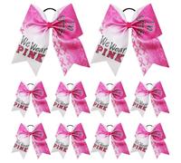Umiboow - 10 fiocchi per la sensibilizzazione sul cancro al seno, con glitter, 20,3 cm, grande, rosa, per cheerleader e coda di cavallo, elastici per capelli per ragazze e donne (colore A)