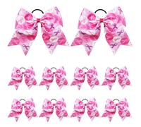 Umiboow - 10 fiocchi per la sensibilizzazione sul cancro al seno, con glitter, 20 cm, grande, rosa, per cheerleader e coda di cavallo, elastici per capelli per ragazze e donne (colore D)