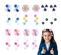 Umibow 10 fiocchi per capelli con fiori per ragazze, in grosgrain, con clip a coccodrillo, con nappe, per bambini e adolescenti, per il rientro a scuola (multicolore)