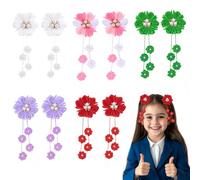 Umibow 10 fiocchi per capelli con fiori per ragazze, in grosgrain, con clip a coccodrillo, fermagli per capelli con perle e nappe, per bambini e adolescenti, per il rientro a scuola (tinta unita)