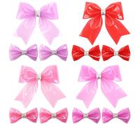 Umibow 12 fermagli per capelli in gelatina glitterata, impermeabili, in PVC, per l'estate, per nuoto e piscina, multicolore, accessori per capelli per ragazze (rosso, rosa)