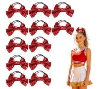 Umibow 12 fiocchi per capelli con paillettes metallizzate anni '80 e '90, scintillanti a specchio, elastici per coda di cavallo, per Natale, addio al nubilato e Capodanno