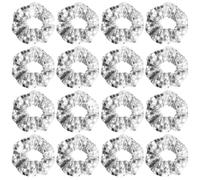 Umibow 16 elastici metallici con paillettes da discoteca anni '70, '80 e '90, per coda di cavallo, luccicanti, a specchio, per addio al nubilato, feste a tema (argento)