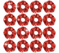 Umibow 16 elastici metallici con paillettes da discoteca anni '70, '80 e '90, per coda di cavallo, luccicanti, a specchio, per addio al nubilato, feste a tema (rosso)