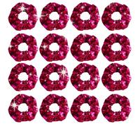 Umibow 16 elastici metallici con paillettes da discoteca anni '70, '80 e '90, per coda di cavallo, luccicanti, a specchio, per addio al nubilato, feste a tema (rosso rosa)