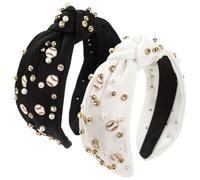 Umibow 2 fasce per capelli da baseball con perle e strass, annodate, antiscivolo, sportive, accessori per capelli per donne fan dello sport