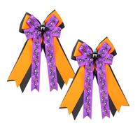 Umibow 2 fermagli per capelli a forma di ragno, per Halloween, 3 strati, con fiocco, per coda di cavallo, graziosi fiocchi per capelli con code lunghe, accessori per capelli di Halloween per ragazze