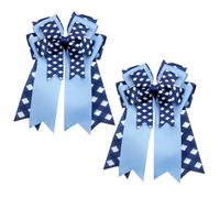 Umibow 2 fermagli per capelli a scacchi equestri, con fiocco, fatti a mano, per competizioni di equitazione (blu, blu navy)