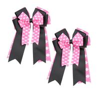 Umibow 2 fermagli per capelli a scacchi equestri, con fiocco, fatti a mano, per competizioni di equitazione (rosa, nero)