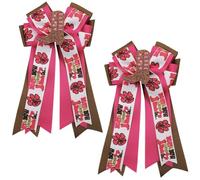 Umibow 2 fermagli per capelli con fiocco da cowgirl occidentale, per cappello da cowboy, stivali, fermagli per capelli, stile rodeo occidentale, con stampa a ferro di cavallo, accessori per capelli