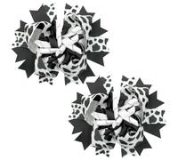 Umibow 2 fermagli per capelli ricci con stampa di mucca, fatti a mano, a forma di mucca Holstein, Moo, a coccodrillo, barnyard fattoria, animali, feste di compleanno, accessori per capelli a forma di