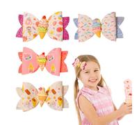 Umibow 4 fermagli per capelli a ciambella, gelato, lecca-lecca, glitter e coriandoli colorati in pelle con fiocco, fermagli per capelli a coccodrillo per il rientro a scuola (gelato)