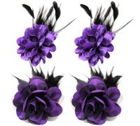 Umibow 4 fermagli per capelli a forma di rosa messicana con piume, per ballerine, flamenco, feste di tè, cappelli e copricapi da donna (viola)