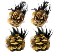 Umibow 4 fermagli per capelli a forma di rosa messicana con piume, spille a forma di fiore, per ballerine, flamenco, cappelli da tè, copricapo per donne (oro)