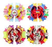 Umibow 4 fermagli per capelli con fiocco, per il rientro a scuola, a forma di mela, lavagna, colorati, in grosgrain, per il primo giorno di scuola, studenti, alunni all'asilo (colore B)