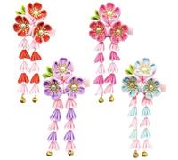 Umibow 4 fermagli per capelli in stile giapponese a forma di fiore, tradizionali kimono, nappe, fermagli per capelli Tsumami Kanzashi Hanfu Cosplay forcina per donne oggetti di scena fotografici