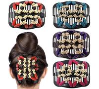 Umibow 4 pettini magici elastici per capelli da donna doppio pettine clip per capelli elastici in legno perline per chignon magici pettini laterali per capelli ricci spessi ondulati