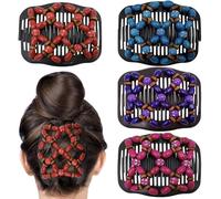 Umibow 4 pettini magici elastici per capelli da donna doppio pettine clip per capelli elastici in legno perline per chignon magici pettini laterali per capelli ricci spessi ondulati