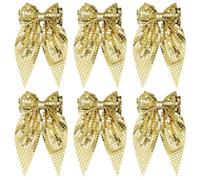 Umibow 6 fermagli per capelli a forma di fiocco con paillettes da discoteca, con grande fiocco e coda lunga, luccicanti, accessori per capelli a coda lunga, accessori per capelli da donna (oro)