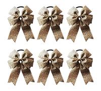 Umibow 6 fiocchi per capelli leopardati grandi con stampa di ghepardo, fiocchi elastici per coda di cavallo, con stampa leopardata, per donne e ragazze (marrone)