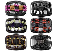 Umibow 6 pettini magici elastici per capelli, doppio pettine, fermagli per capelli elastici in legno con perline per chignon, accessori per capelli ricci spessi e ondulati