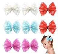 Umibow 8 fermagli per capelli in gelatina glitterata, impermeabili, in PVC, per l'estate, per nuoto e piscina, multicolore, accessori per capelli trasparenti (rosso, rosa, blu, bianco)