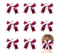 Umibow Confezione da 8 fiocchi per capelli per il 4 luglio per il giorno dell'indipendenza, accessori per capelli patriottici, elastici per coda di cavallo, decorazioni rosse bianche e blu