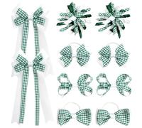 Umibow Set di 10 accessori per capelli a quadretti per la scuola, con fiocco per capelli a quadretti, per il ritorno a scuola, fiocchi per capelli ricci, fermagli a coccodrillo per ragazze (verde)