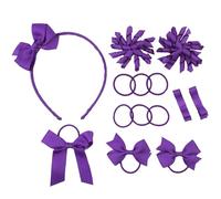 Umibow Set di 14 accessori per capelli per scuola, uniformi, per rientro a scuola, fiocchi per capelli ricci, fascia per coda di cavallo, per ragazze (viola)