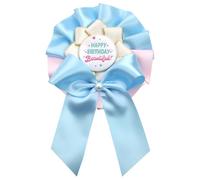 Umibow Spilla a forma di fiocco con scritta "Happy Birthday", per ragazze, donne, decorazione per feste, 7.87 x 5.12 inches, Nastro, banda stagnata, Nessuna pietra preziosa