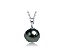 UMID - Collana da donna con ciondolo a forma di perla nera AAA, 8-8,5 mm, 11,5-12 mm, 16 mm, perla nera Sydney, Argento sterling, Perla