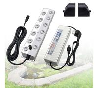 Umidificatore a 12 testine, 9 l/h, con alimentatore di rete da 400 W e boa, nebulizzatore a ultrasuoni in acciaio inox 304, per giardini, laghetti, fontane, Halloween e Natale
