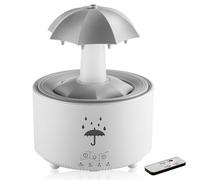 Umidificatore a gocce di pioggia a 7 colori e diffusore di oli essenziali con telecomando, macchina silenziosa per il suono della pioggia da 300 ml per camera da letto e ufficio, bianco, um