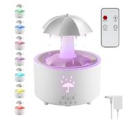 Umidificatore a Ombrello, Umidificatore a Nuvola di Pioggia Lampada A Fungo Pioggia con Luce a 7 Colori, Suoni della Pioggia per Dormire, Luci a LED E Gocce di Pioggia, Diffusore 350 Ml