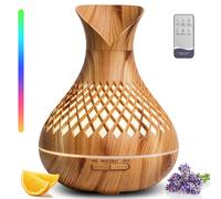 Umidificatore a venature del legno da 500 ml con fiori, diffusore silenzioso per aromaterapia, mini umidificatore ricaricabile tramite USB con luce notturna colorata YELLOW