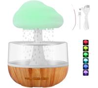 Umidificatore aromaterapia effetto pioggia e design in legno 7 colori led funzio