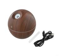 Umidificatore Auto 130ml Diffusore Aromi con Luci Colorate - per nebbia Fredda Silenziosa USB per Ufficio e per viaggio (Dark wood grain)