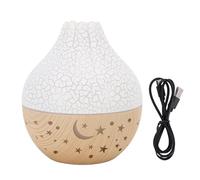 Umidificatore con diffusore d'aria, USB Hallow Silenzioso Diffusore di oli essenziali Umidificatore a nebbia fredda con luce notturna per ufficio Home SPA (Grano di legno chiaro bianco crepa)