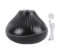 Umidificatore con diffusore di fiamme, diffusore di oli essenziali da 160 ml con luce a fiamma a 7 colori e sfera di cristallo, umidificatore a nebbia fredda alimentato tramite USB (Nera)