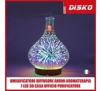 UMIDIFICATORE DIFFUSORE AROMI AROMATERAPIA 7 LED 3D CASA UFFICIO PURIFICATORE [EEK: A++]