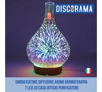 UMIDIFICATORE DIFFUSORE AROMI AROMATERAPIA 7 LED 3D CASA UFFICIO PURIFICATORE [EEK: A++]