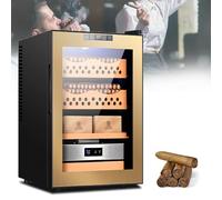 Umidificatore elettrico per sigari 50L, con sistema di controllo silenzioso di riscaldamento e raffreddamento, schermo digitale a LED,stoccaggio 200-300 conteggi,Gold