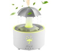 Umidificatore Goccia di Pioggia Ombrello Rotante 300ml - Diffusore di Aromi LED 7 Colori con Telecomando, Diffusore di Oli Essenziali Mist Fresca, ABS Silenzioso Umidificatore d'Aria for Camera