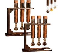 Umidificatore iniettore aroma di sigaro, base in legno per aromaterapia fai da te fatto a mano con igrometro e tappi ermetici, kit tubo di vetro infusore per addolcire (2pc,Numero di tubi:3)