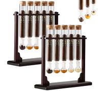 Umidificatore iniettore aroma di sigaro, base in legno per aromaterapia fai da te fatto a mano con igrometro e tappi ermetici, kit tubo di vetro infusore per addolcire (2pc,Numero di tubi:5)