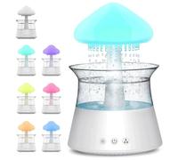 Umidificatore per funghi da pioggia 3 in 1 Rain Cloud Humidifier, per aromaterapia pilota con 7 colori che cambiano luci sonore e 3 modalità di pioggia (bianco)